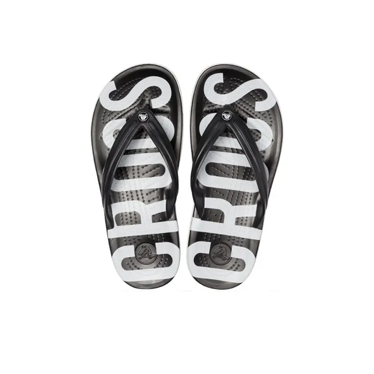 Crocs Crocband Printed Flip Flip Flops Black White-3