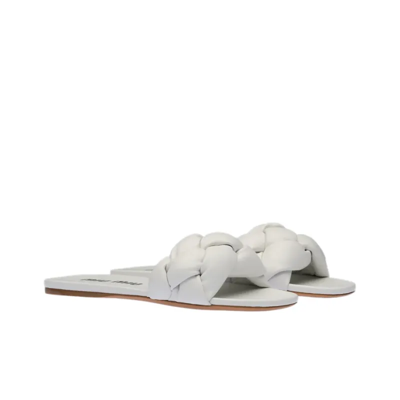 MIU MIU Odor Resistant Slide Slippers Women's White-2