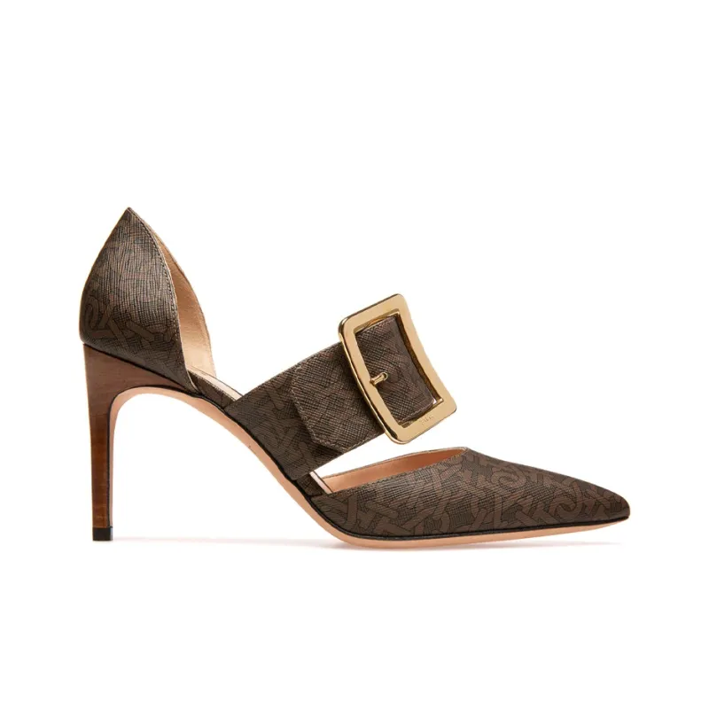 BALLY Tpu Slim Heel High Heels Women's Brown-1