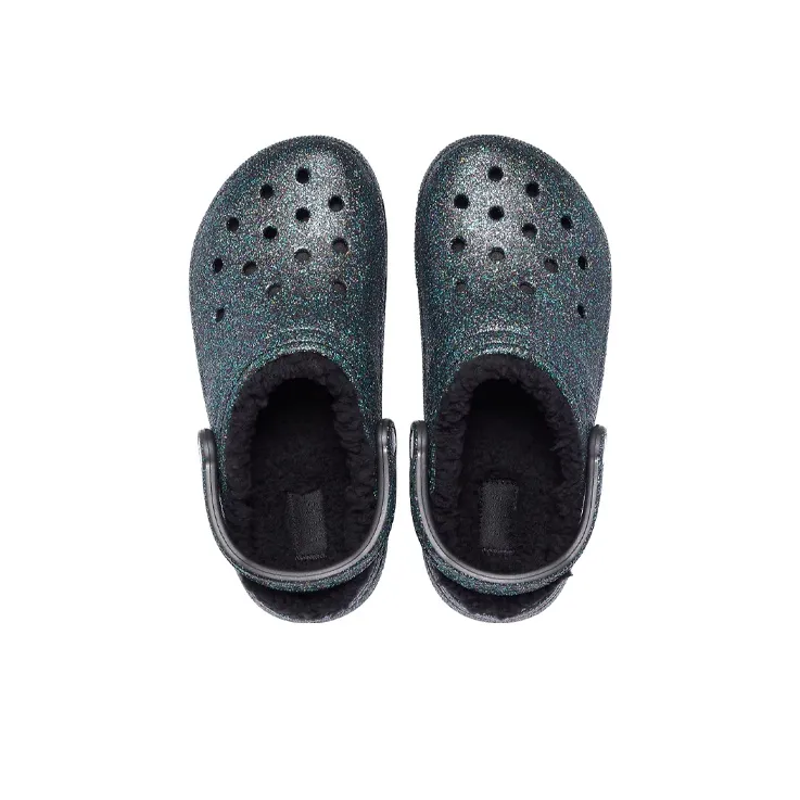 Crocs Classic Glitter Black Lined Clogs 'Starry Skies' Women's-4