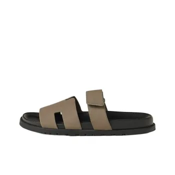HERMES Chypre Slide Slippers Men's Khaki