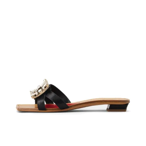 Roger Vivier Broche Vivier Series Slide Slippers Women's Black