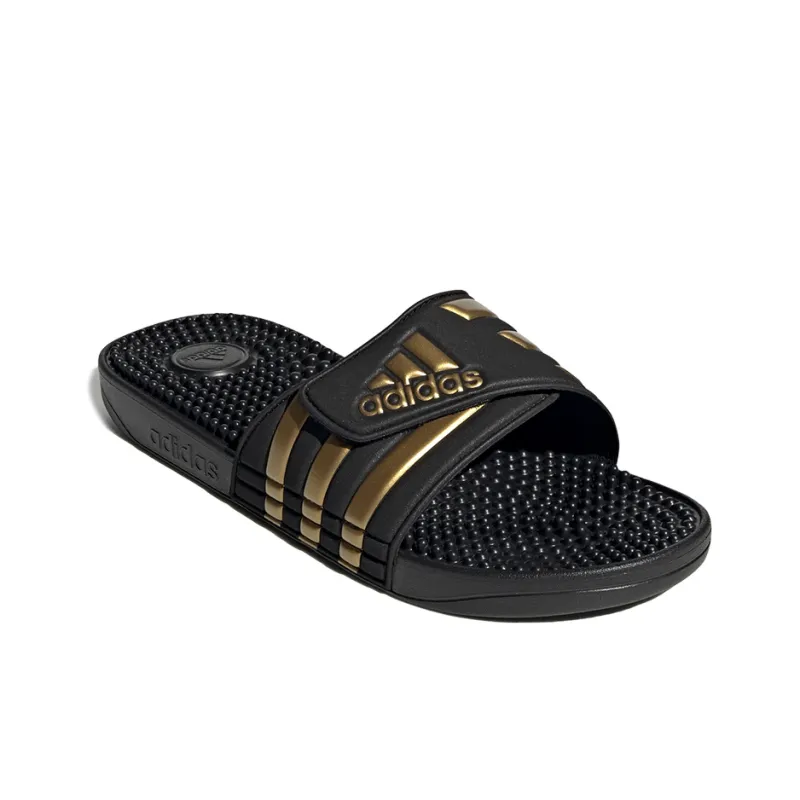Adidas Adissage Slides Core Black Gold Metallic-2