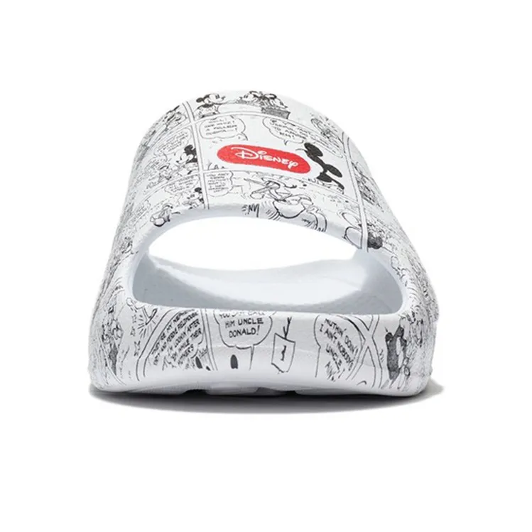 Disney x LiNing Slip Resistant Abrasion Resistant Slide Slippers Men's White Black Comic-4