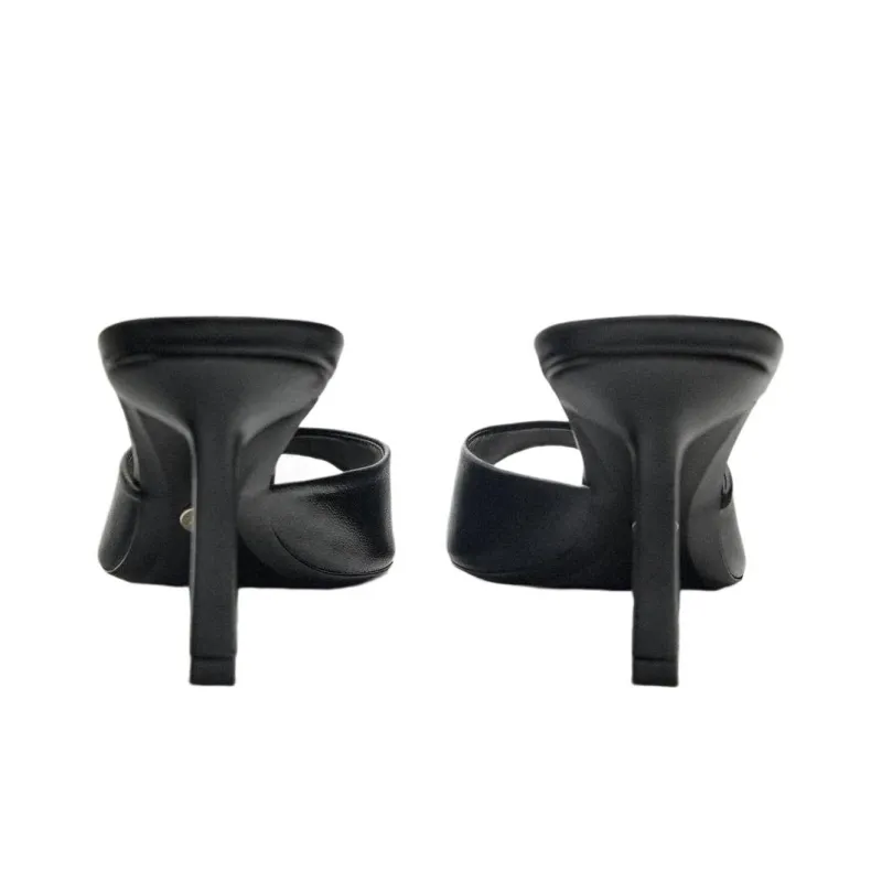 ZARA Rubber Sole Slide Slippers Women's Black-4