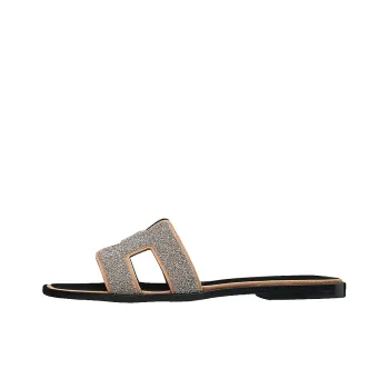 HERMES Oran Slide Slippers Women's Silver Gray