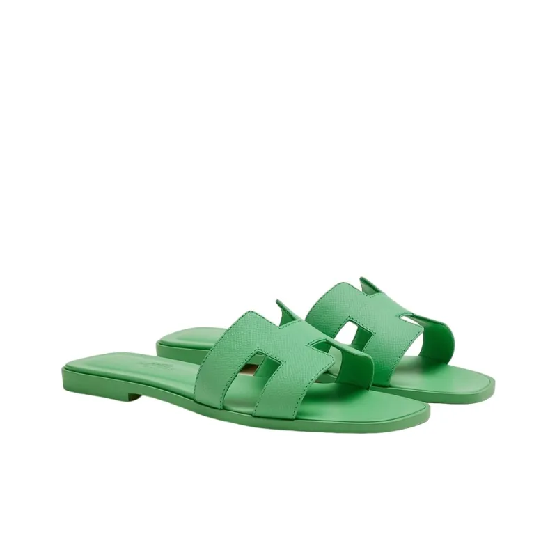 HERMES Oran Sandal Vert Pomme Epsom Calfskin Leather-2