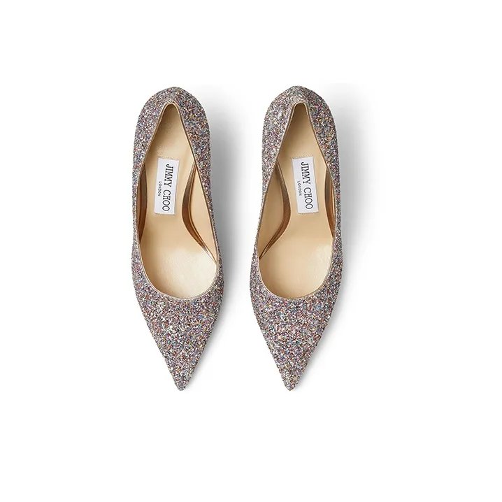 Jimmy Choo LOVE 65 Slim Heel High Heels Women's Glitter Pink-3
