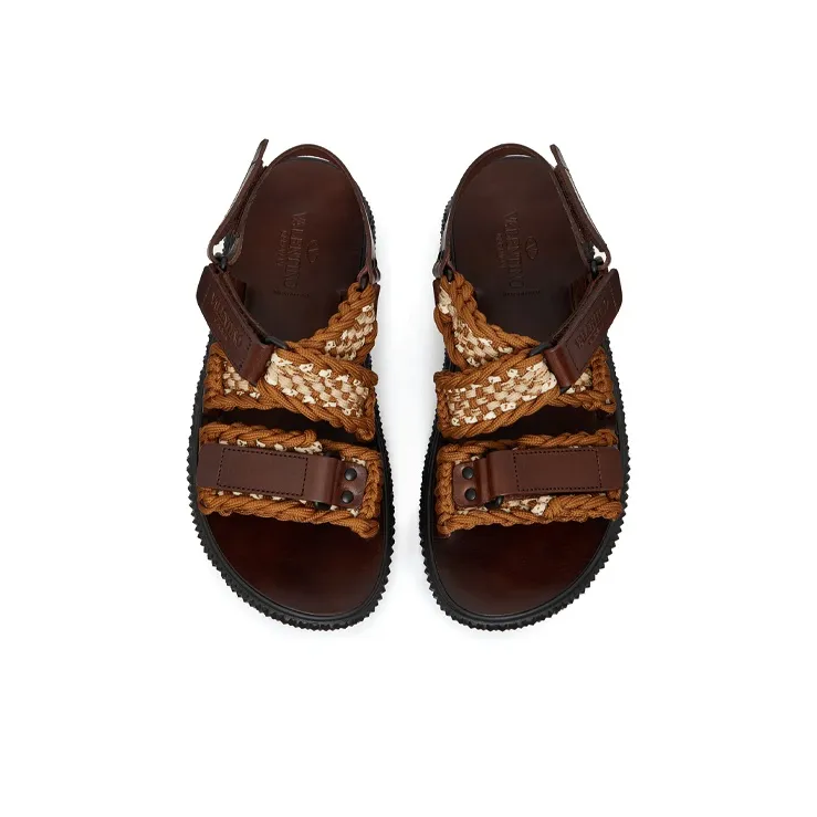 Valentino Beach Sandals Men's Brown-3