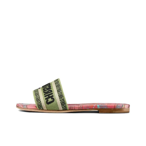 DIOR Dway Slide Slippers Women's Multicolor Brocade Cotton