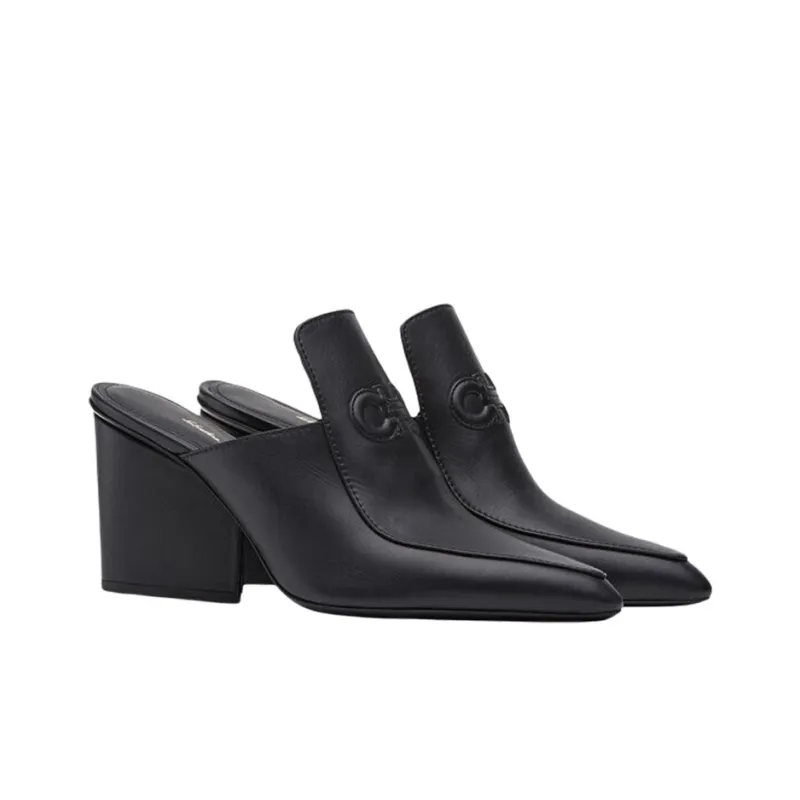 FERRAGAMO GANCINI Wrap toe Slippers Women's Black-1