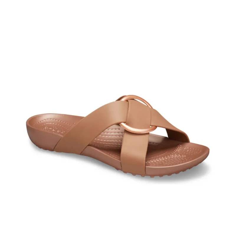 Crocs Serena Slide Slippers Women's Brown Yellow-2