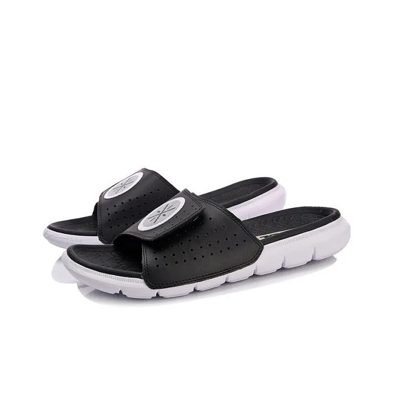 LiNing Rubber Sole EVA Quiet Slide Slippers Men's Black-2