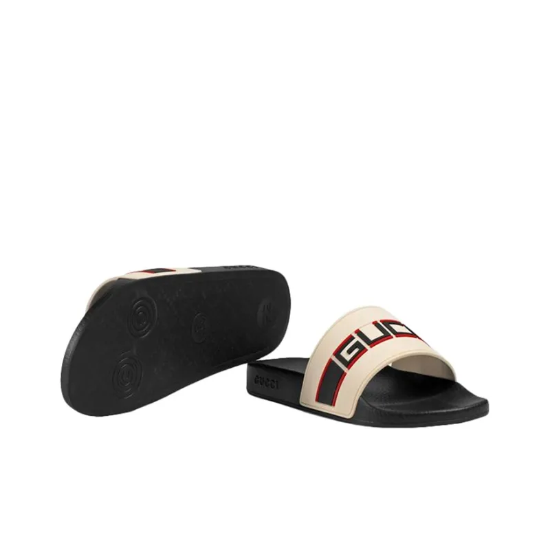 GUCCI Stripe Rubber Slide 'Ecru'-4