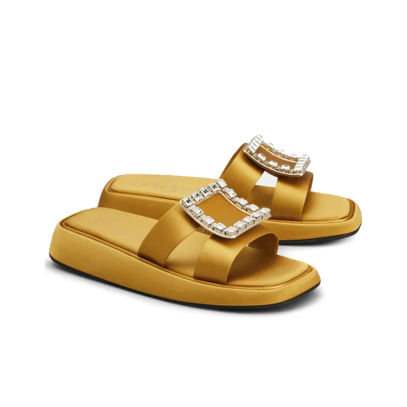 Roger Vivier Rubber Sole Slide Slippers Women's Yellow-3