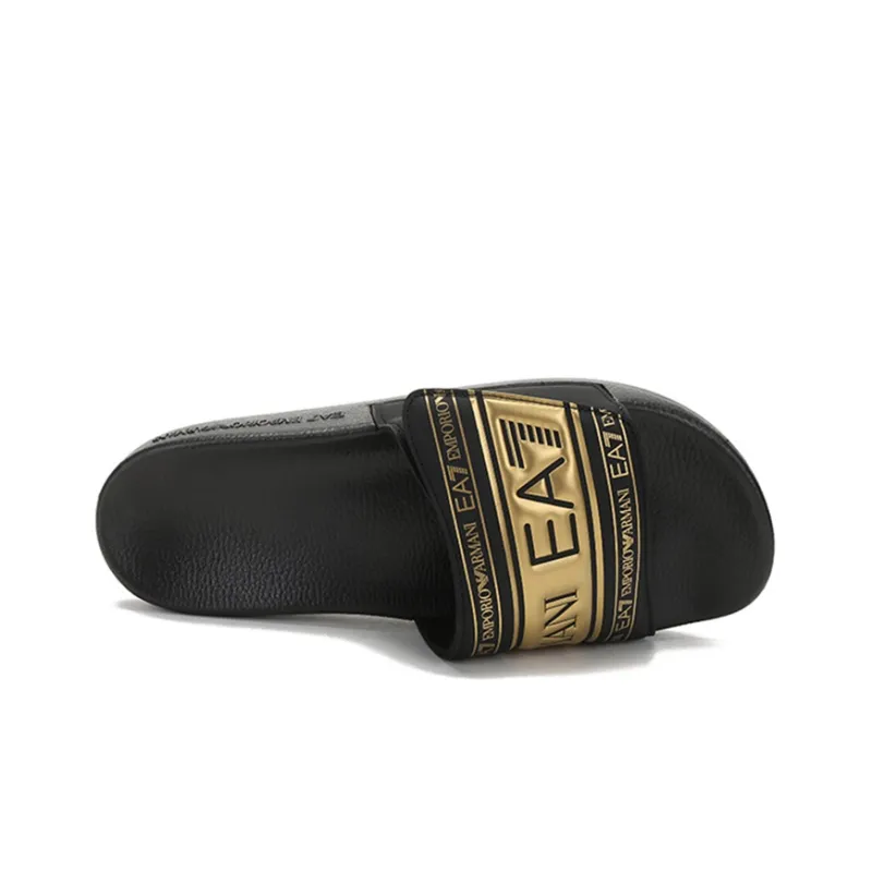 EMPORIO ARMANI EA7 Slide Slippers Men Black/Gold-4