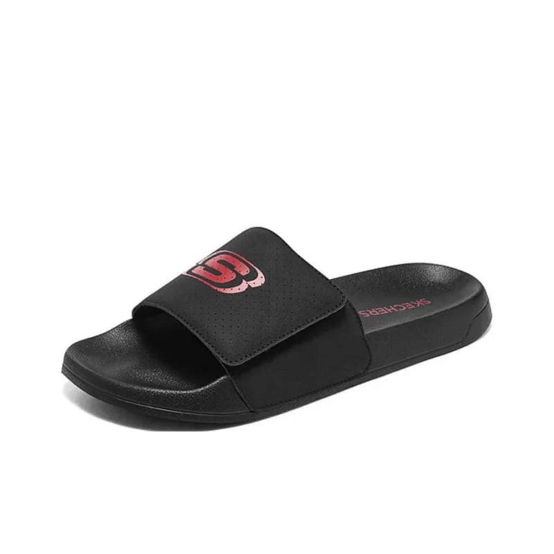 Skechers EVA Slip Resistant Abrasion Resistant Slide Slippers Men's Black Red-2