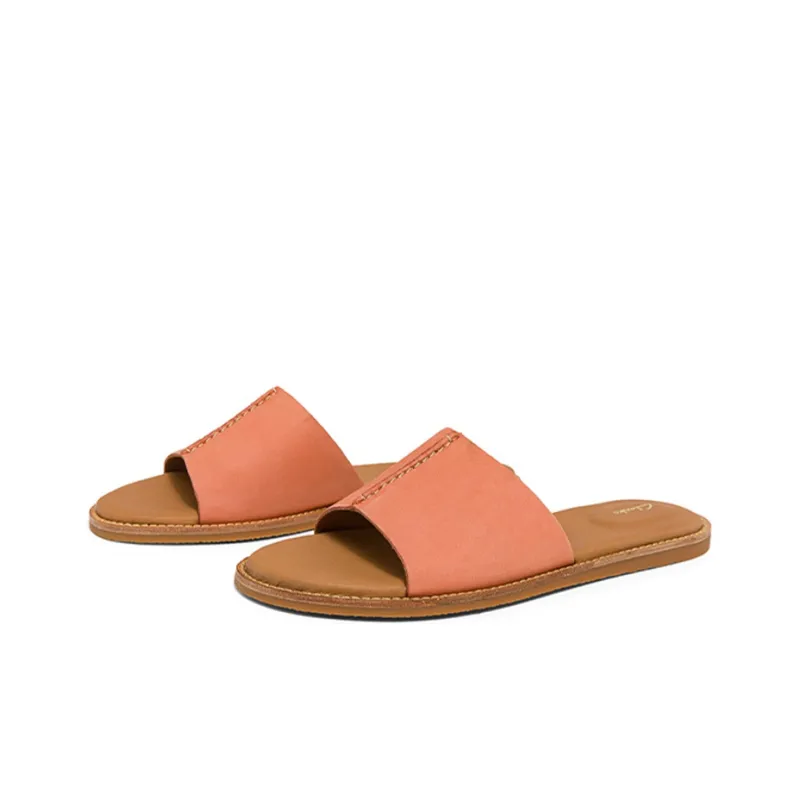 Clarks Rubber Sole Massage Antibacterial Quick Dry Slide Slippers Women's Coral Red-2