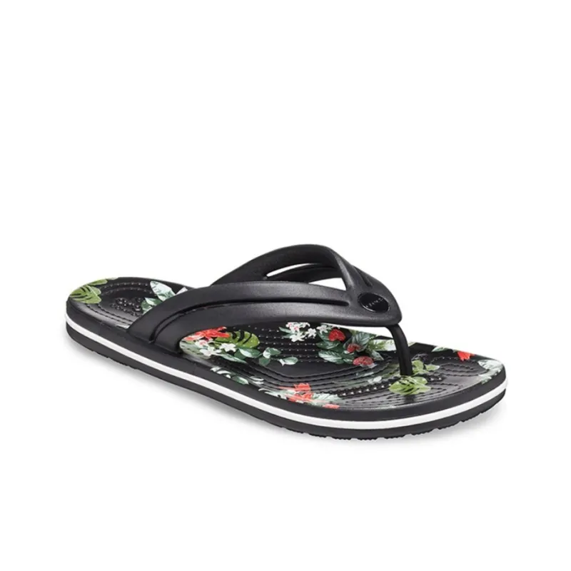 Crocs Crocband Flowers Flip Flops Black Women's-1