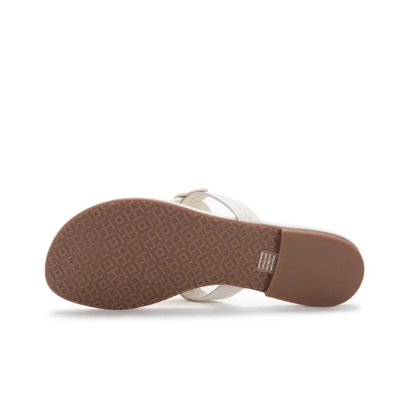 TORY BURCH Miller Metal Slip Resistant Flip Flops Women's White Gold-5
