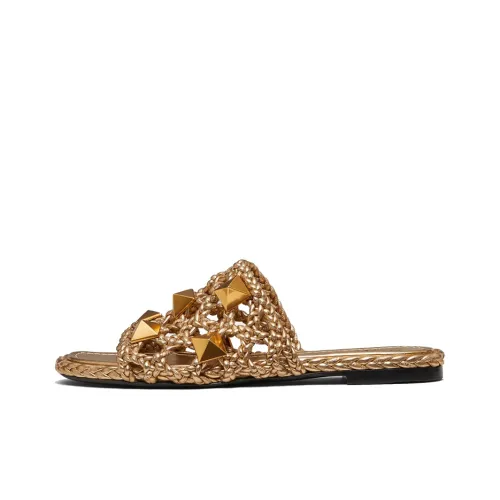 Valentino Roman Stud Slide Slippers Women's Gold