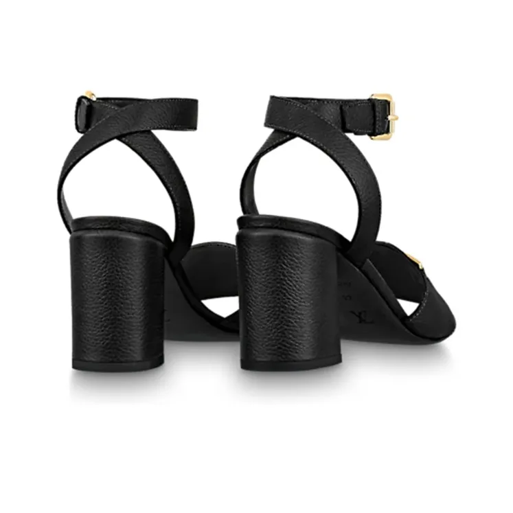 LOUIS VUITTON Lock It One Strap Sandals Women's Black-4