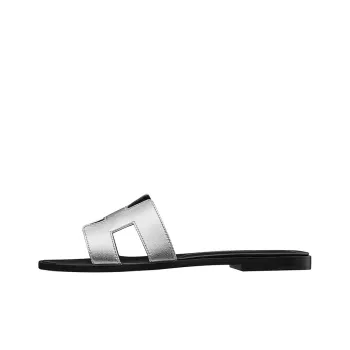 HERMES Oran Nappa Slide Slippers Women's Silver