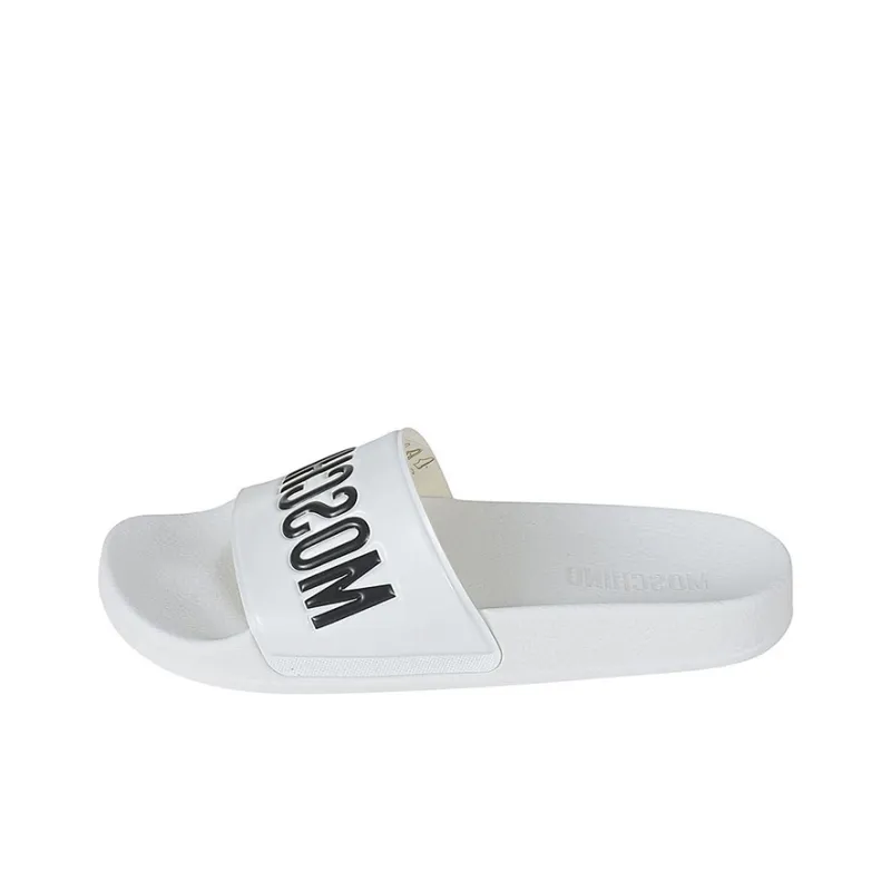 MOSCHINO Slide Slippers Women's White Black-0