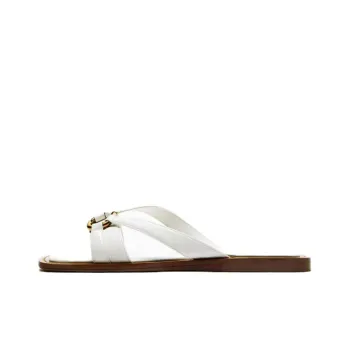 ZARA Rubber Sole Quiet Slide Slippers Women's White