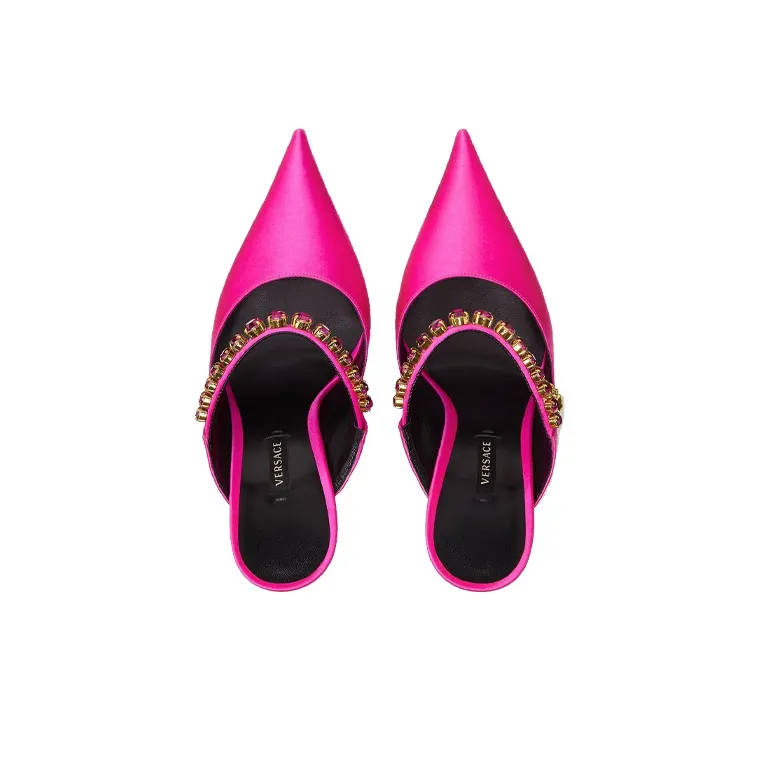 VERSACE Wrap-toe Slippers Women's Rose Red-3