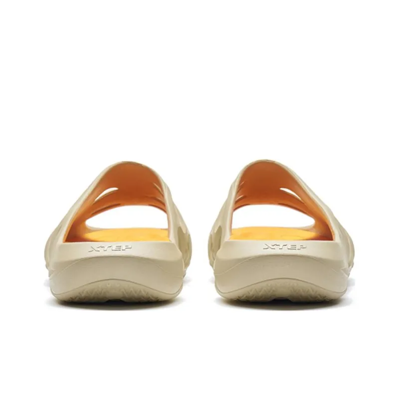 XTEP Flame Drag Rubber Sole Quiet Slide Slippers Men's Orange Yellow-4