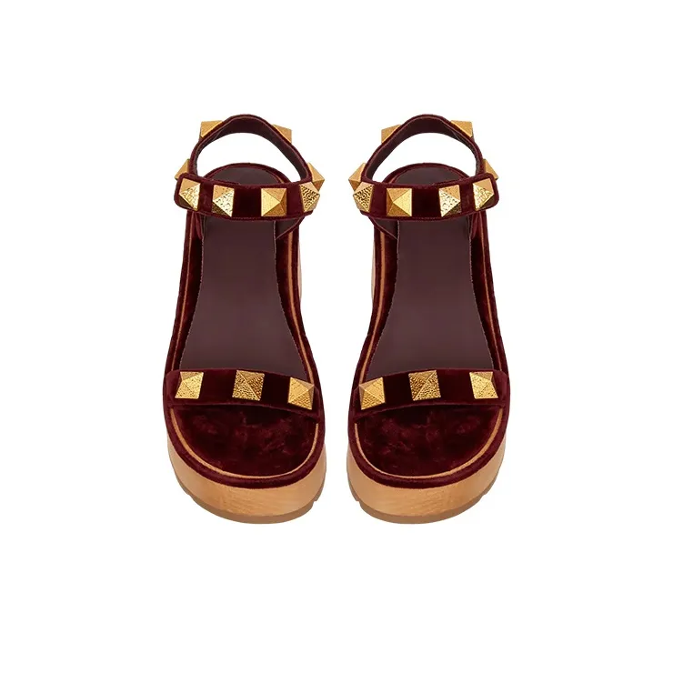 Valentino Roman Stud Stylish Sandal Women's Burgundy-3