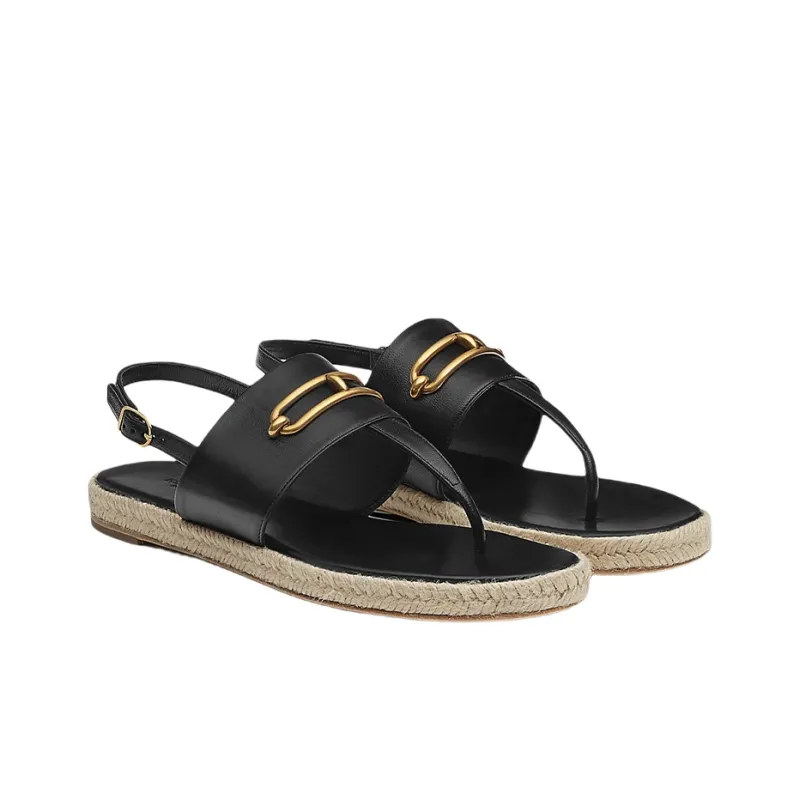 HERMES One Strap Sandals Women's Black-3