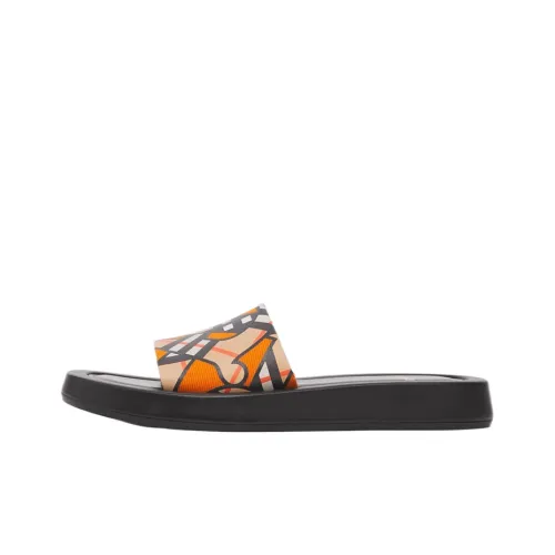 Burberry Monogram Slide Slippers Women's Bright Orange