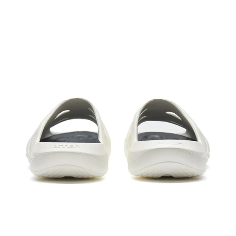 XTEP Flame Drag Rubber Sole Slide Slippers Men's White Black-4