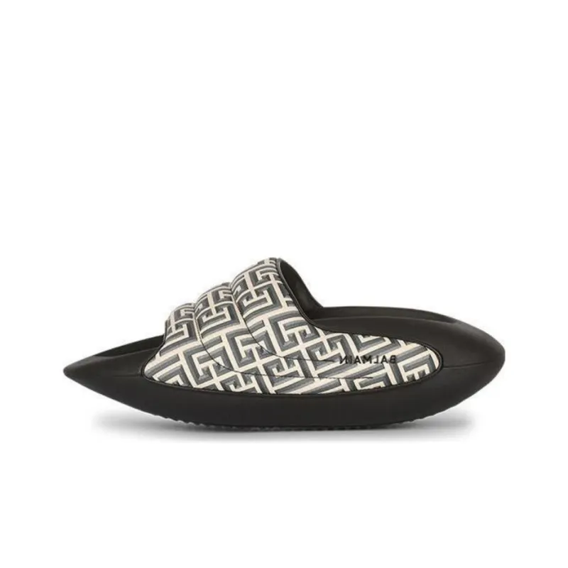 BALMAIN B It Padded 'Monogram Print' Slides-0