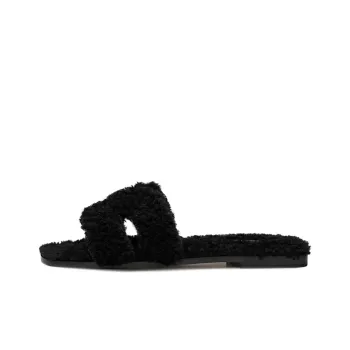 HERMES Oran Slide Slippers Women's Pure Black