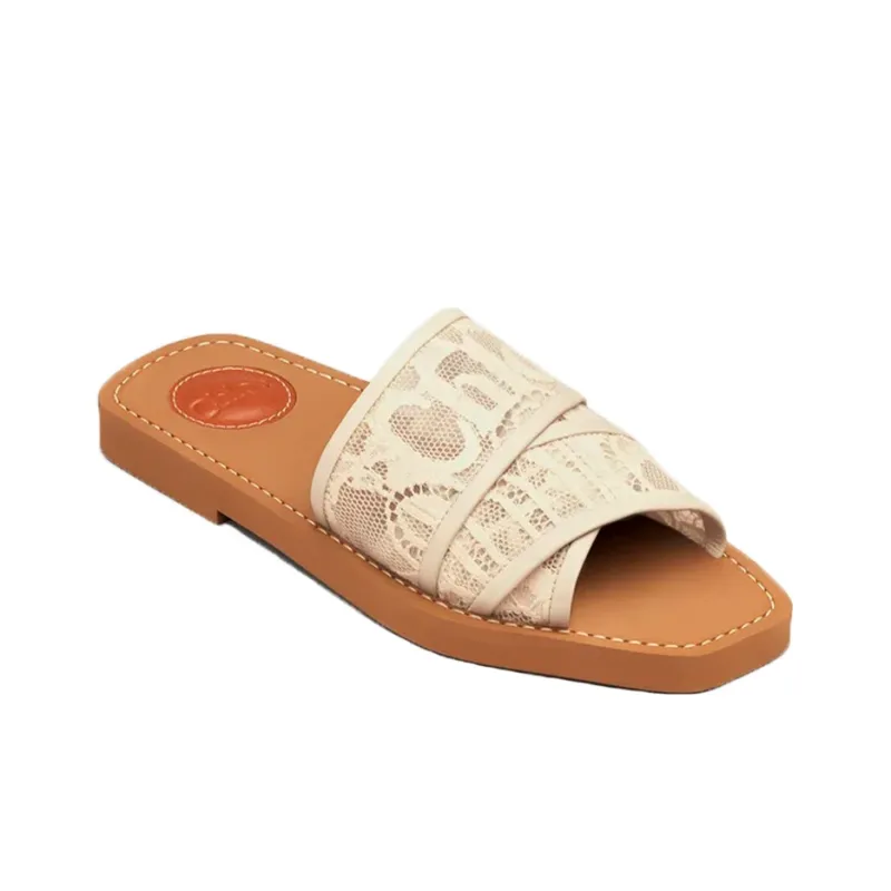 Chloe Woody Slide Slippers Women's Light Beige-2