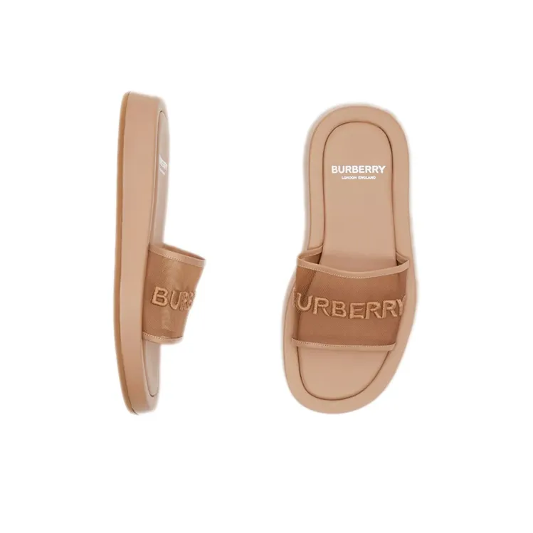 Burberry Odor Resistant Slide Slippers Women's Camel-2