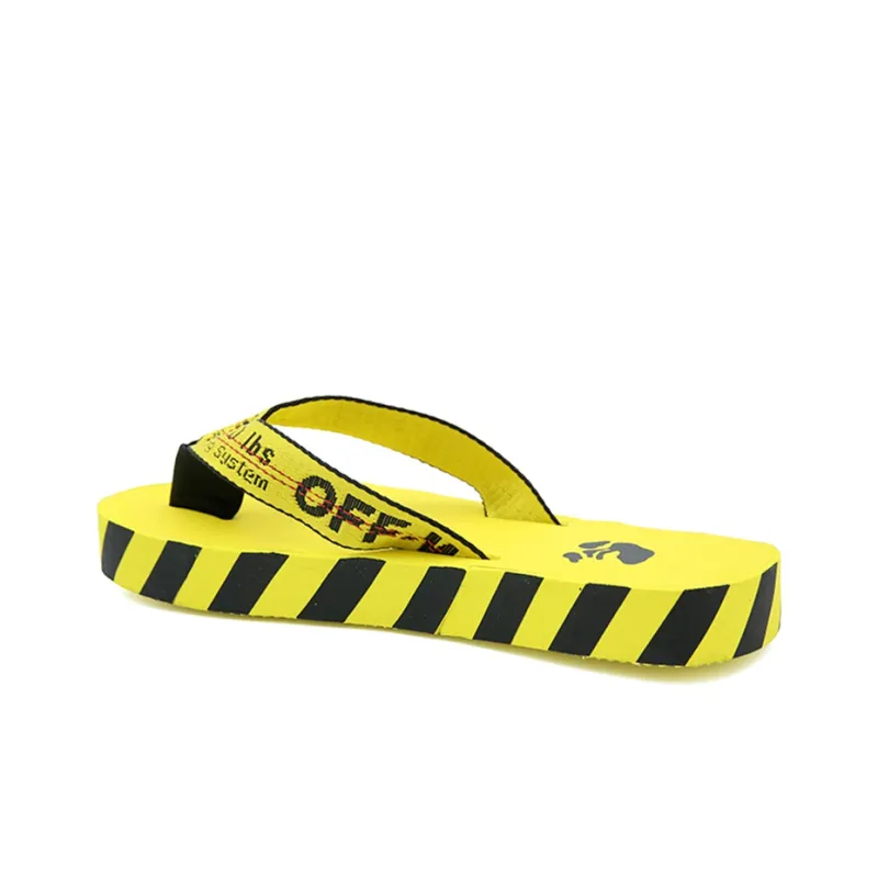 OFF WHITE Diagonal Stripes Flip Flops Yellow Black Aw 20-3