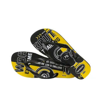 Havaianas Top Athletic Beach Flip Flops Men's Black Yellow