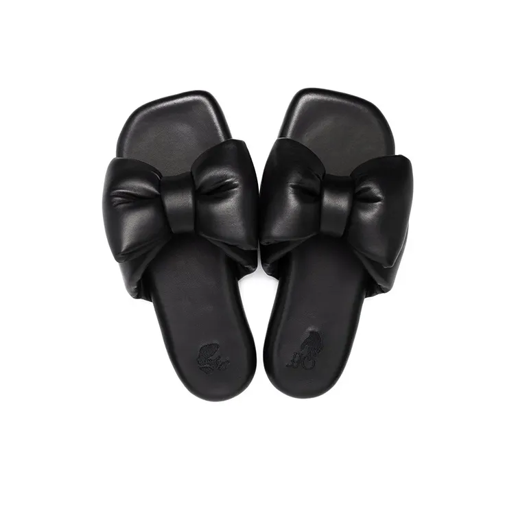 OFF WHITE Extra Padded Bow Slide Black Black Women's-4