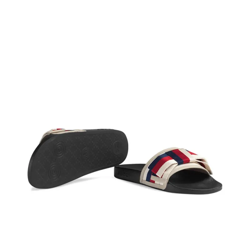GUCCI Women's Satin Slide 'Web Bow' Women's-3