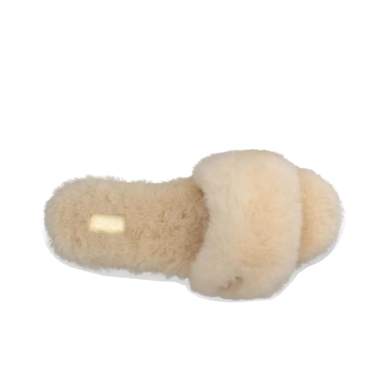 UGG Fluff Slide Stylish Sandals Women's Natural-3