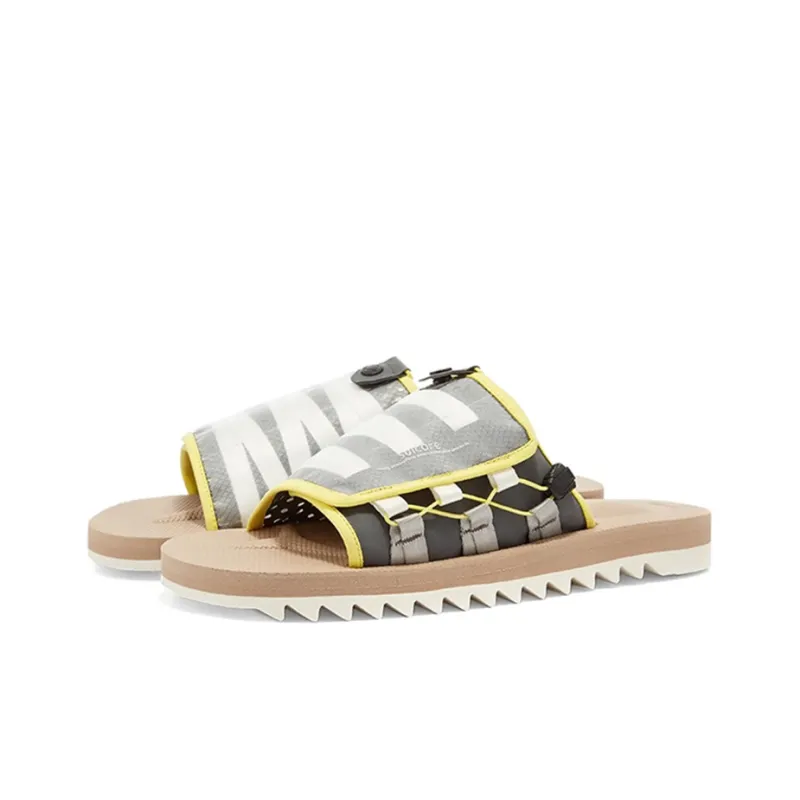 Suicoke Rubber Sole Slip Resistant Slide Slippers Unisex Black Yellow-2