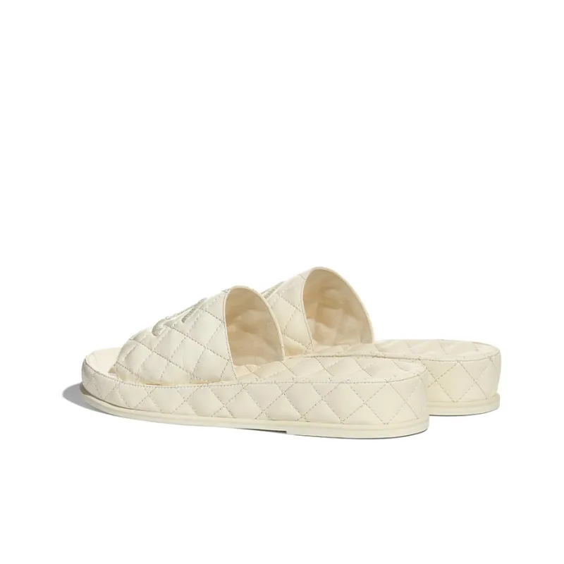 CHANEL Slide Slippers Women's Ivory-1