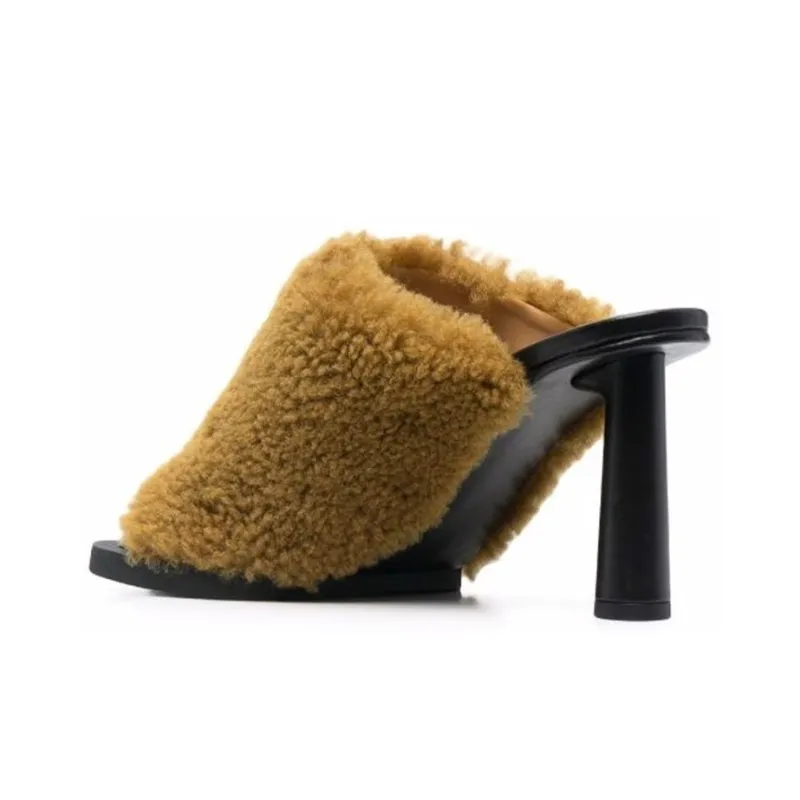 Jacquemus Shearling Asymmetric 75mm Mules-3