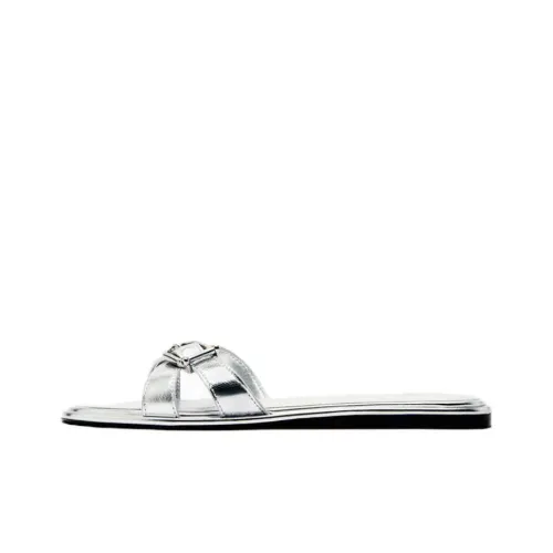 ZARA Slide Slippers Women's Silver