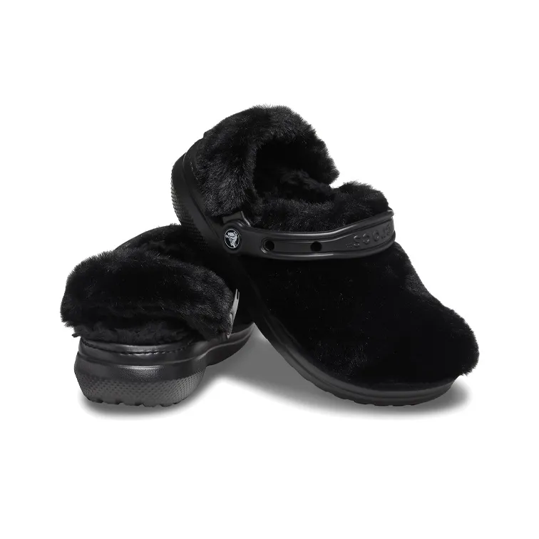 Crocs Classic Fur Sure Slip On Clogs 'Black'-3
