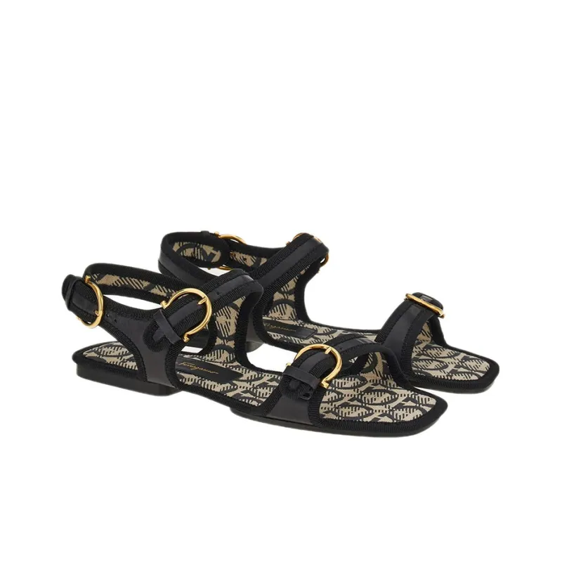 FERRAGAMO GANCINI Beach Sandals Women's Black-1